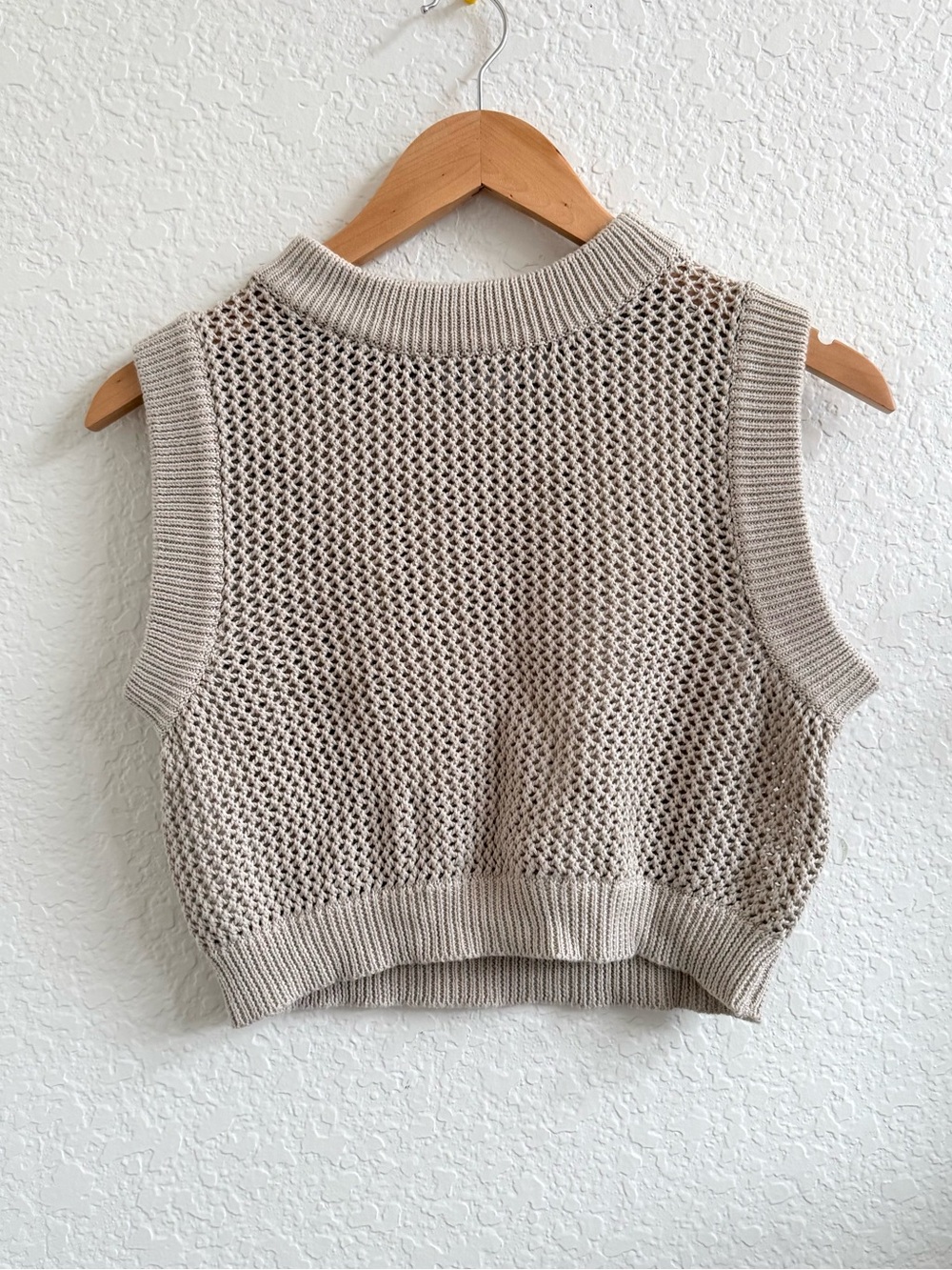 Anthropologie En Saison Knit Sweater Tank Sleeveless Blouse XS Cream Tan